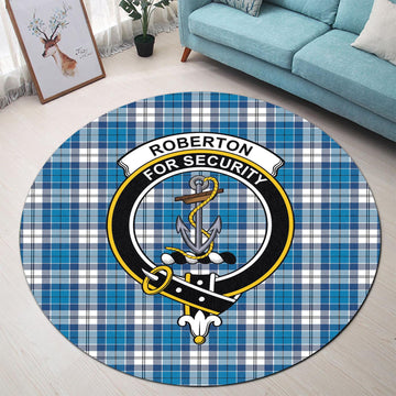 Roberton Tartan Round Rug with Family Crest