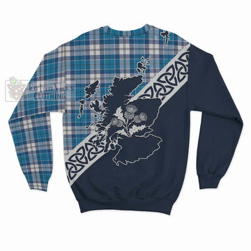 Roberton Tartan Sweatshirt Featuring Thistle and Scotland Map