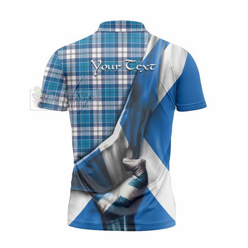 Roberton Tartan Zipper Polo Shirt with Family Crest Scotland Patriotic Style