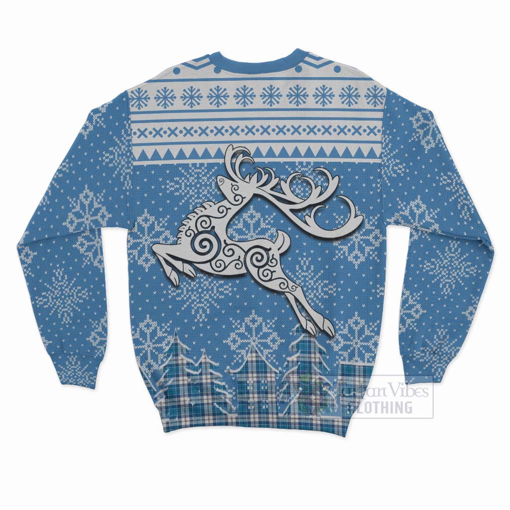 Tartan Vibes Clothing Roberton Clan Christmas Sweatshirt Celtic Reindeer Style