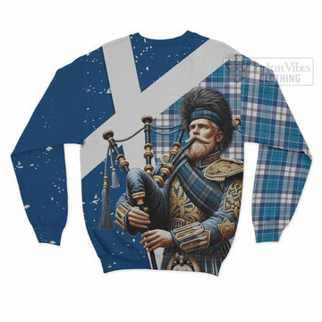 Roberton Tartan Sweatshirt with Family Crest Scottish Bagpiper Vibes