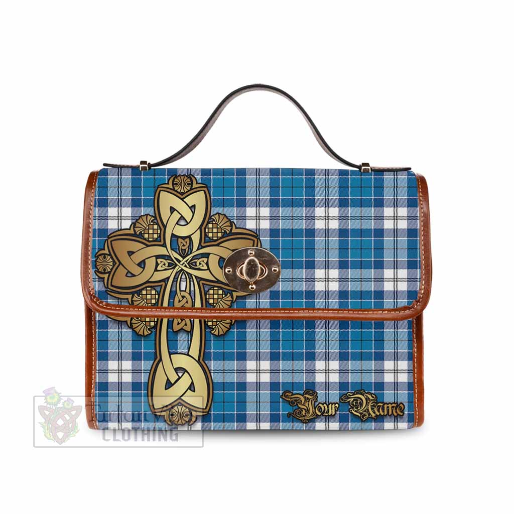 Tartan Vibes Clothing Roberton Tartan Waterproof Canvas Bag Golden Thistle Celtic Cross Style