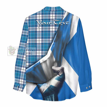 Roberton Tartan Women's Casual Shirt with Family Crest Scotland Patriotic Style