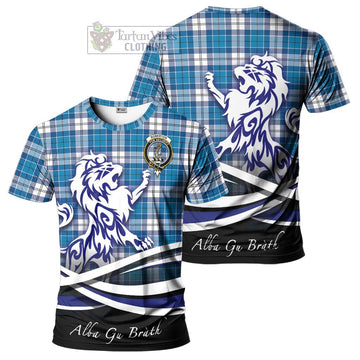 Roberton Tartan Cotton T-shirt with Alba Gu Brath Regal Lion Emblem