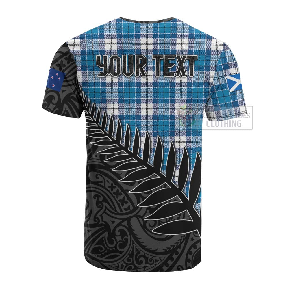 Tartan Vibes Clothing Roberton Crest Tartan Cotton T-shirt with New Zealand Silver Fern Half Style