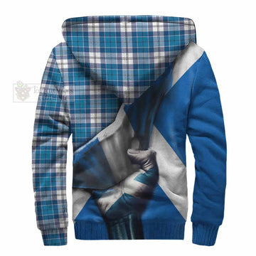 Roberton Tartan Sherpa Hoodie with Family Crest Scotland Patriotic Style