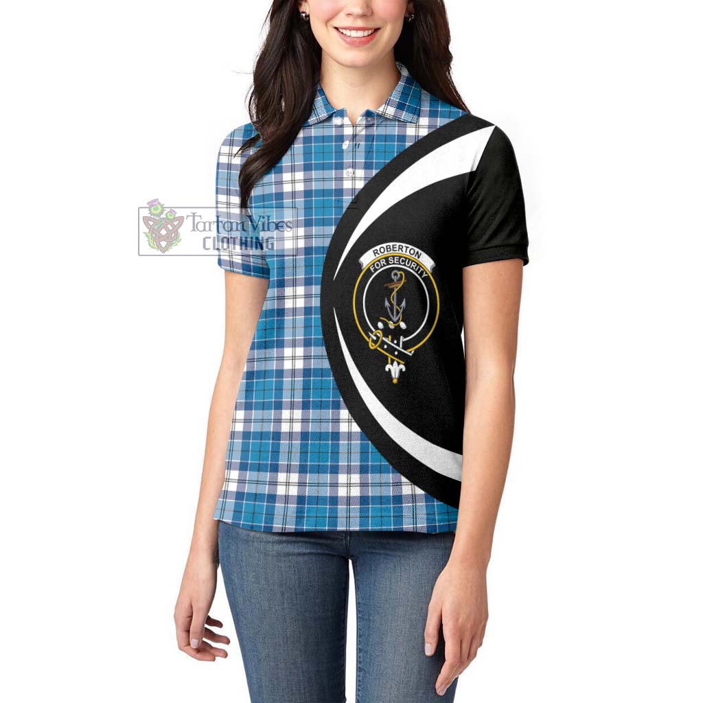 Tartan Vibes Clothing Roberton Tartan Women's Polo Shirt with Family Crest Circle Style