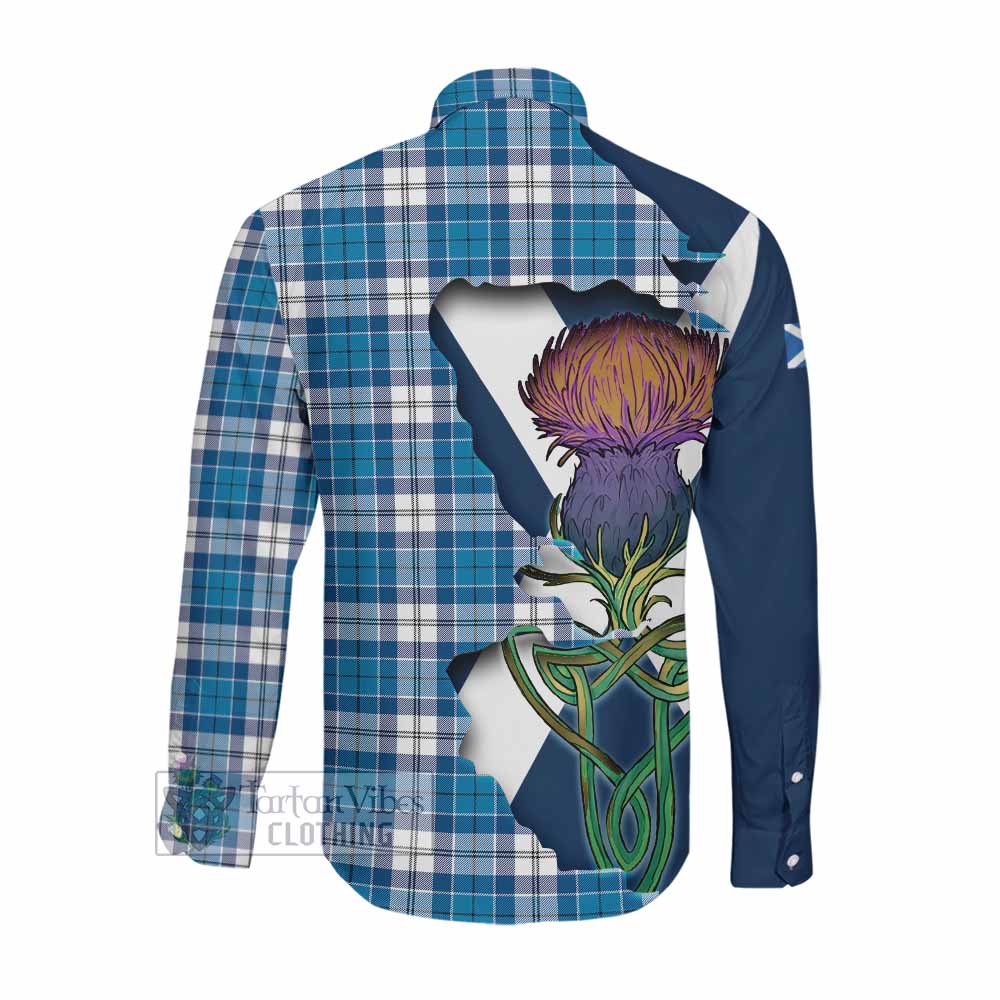 Roberton Tartan Family Crest Long Sleeve Button Shirt Scottish Thistle Celtic Inspired Men's Shirt - Tartan Vibes Clothing