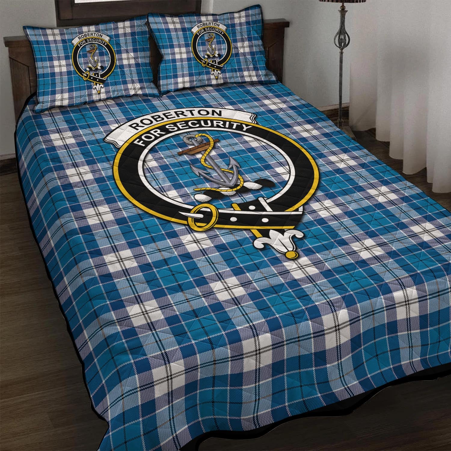 Roberton Tartan Quilt Bed Set with Family Crest - Tartan Vibes Clothing