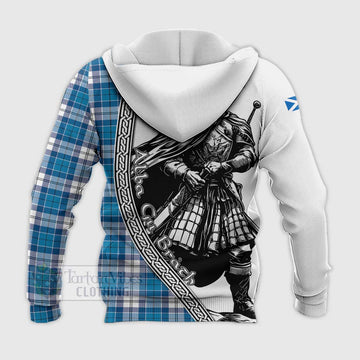 Roberton Tartan Clan Crest Knitted Hoodie with Highlander Warrior Celtic Style