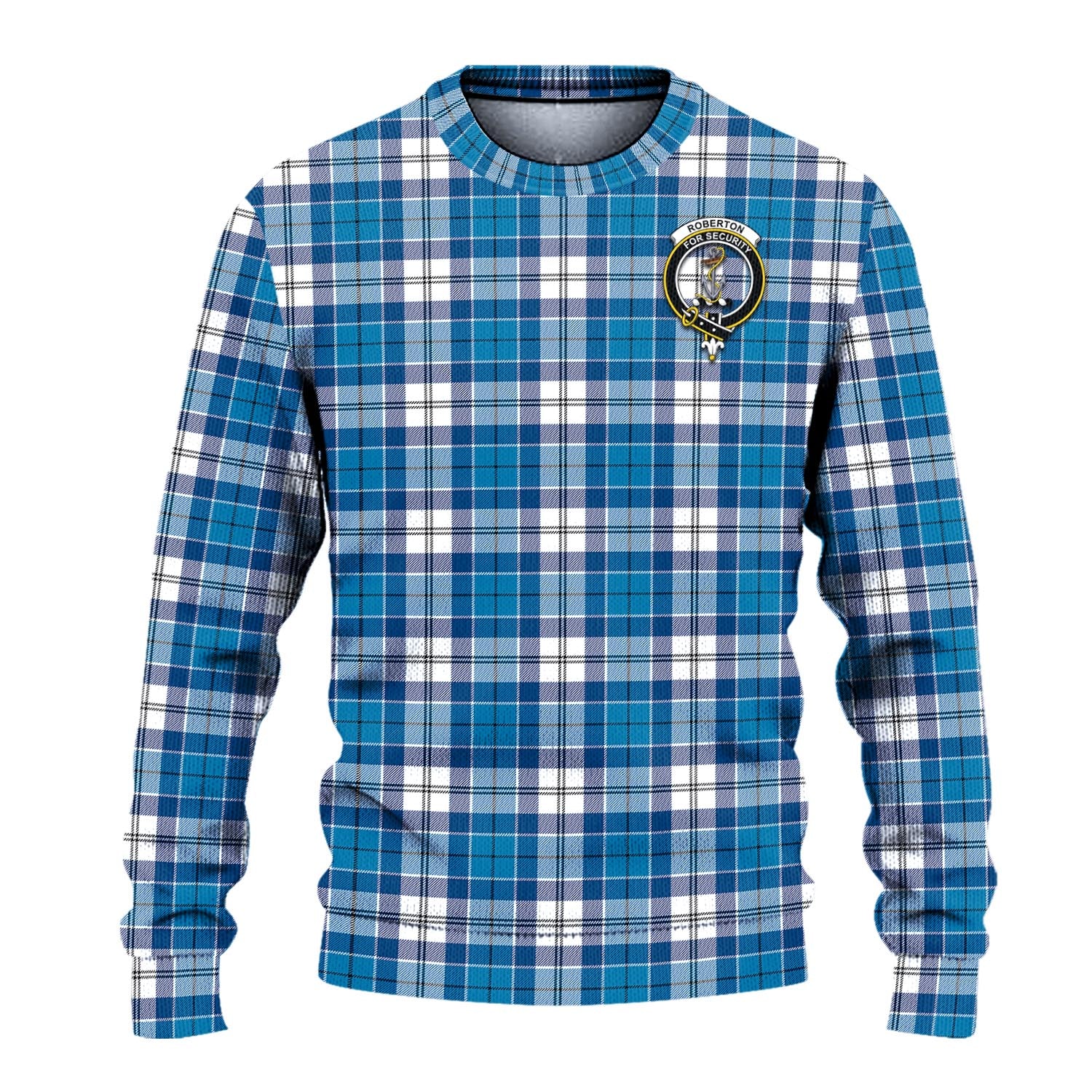 Roberton Tartan Knitted Sweater with Family Crest - Tartanvibesclothing