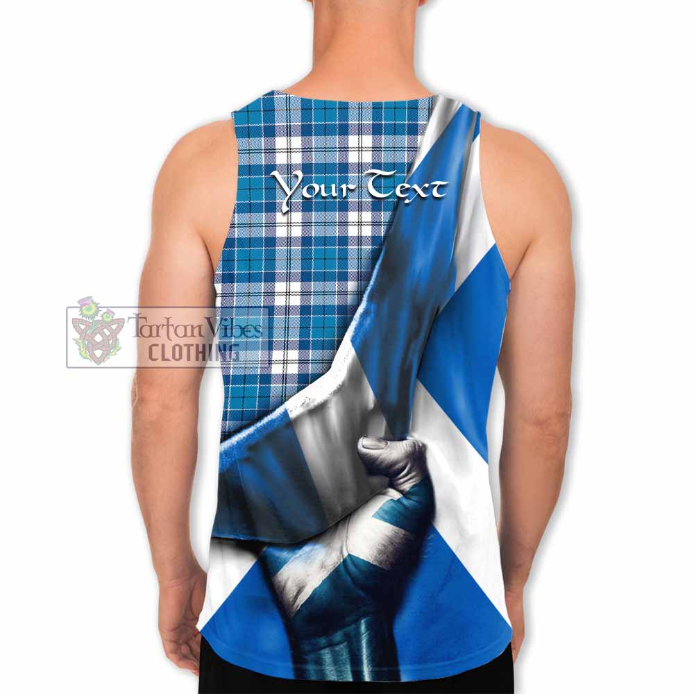 Tartan Vibes Clothing Roberton Tartan Men's Tank Top with Family Crest Scotland Patriotic Style