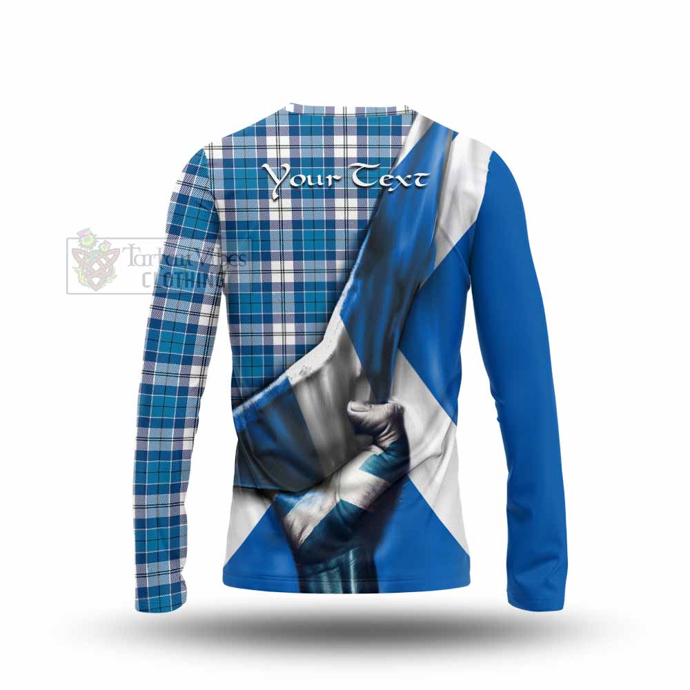 Tartan Vibes Clothing Roberton Tartan Long Sleeve T-Shirt with Family Crest Scotland Patriotic Style