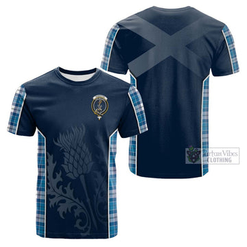 Roberton Tartan Cotton T-shirt with Family Crest and Scottish Thistle Vibes Sport Style