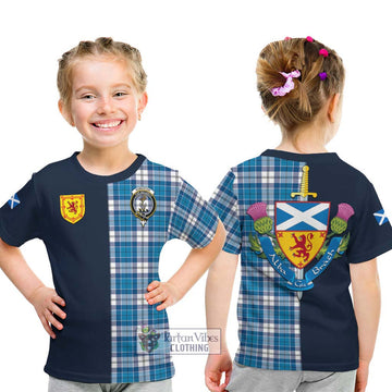 Roberton Tartan Kid T-Shirt Alba with Scottish Lion Royal Arm Half Style