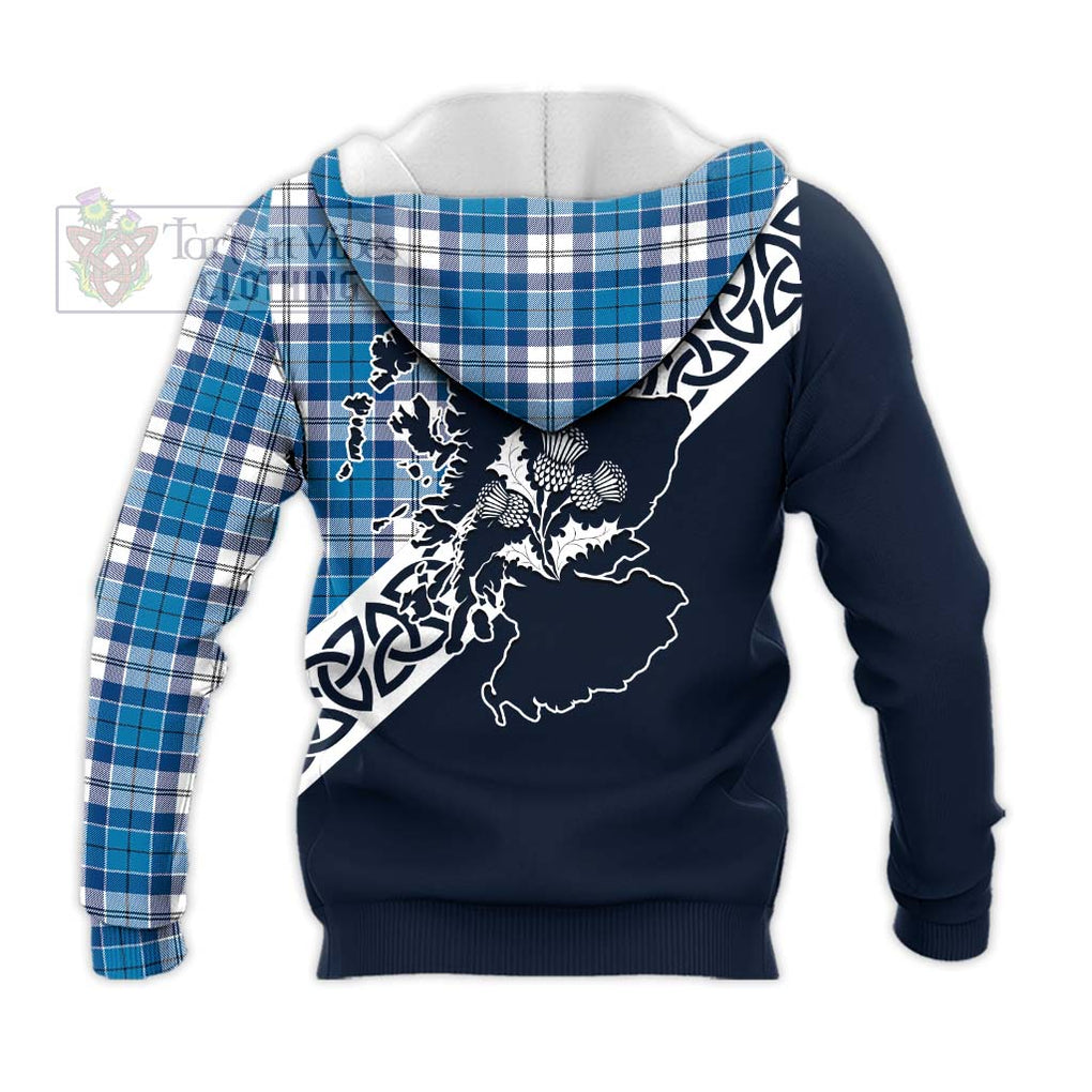 Tartan Vibes Clothing Roberton Tartan Knitted Hoodie Featuring Thistle and Scotland Map