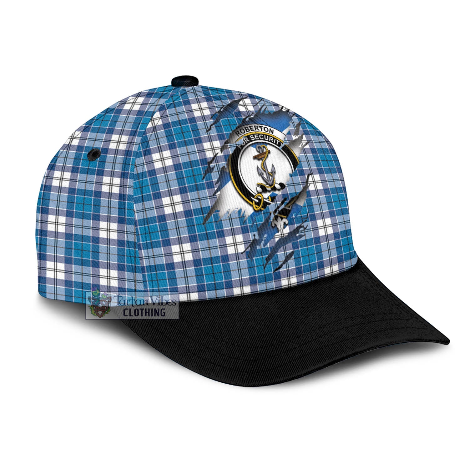 Tartan Vibes Clothing Roberton Tartan Classic Cap with Family Crest In Me Style