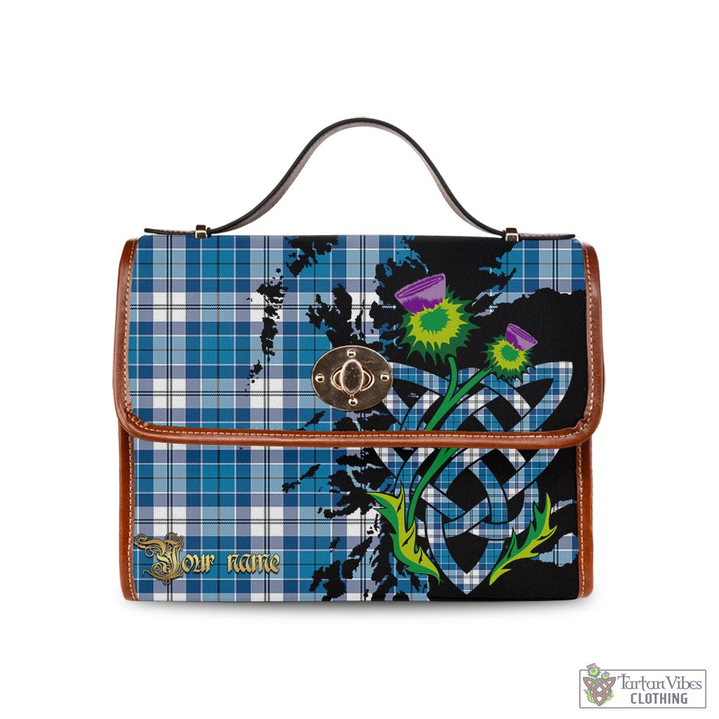 Tartan Vibes Clothing Roberton Tartan Waterproof Canvas Bag with Scotland Map and Thistle Celtic Accents