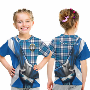 Roberton Tartan Kid T-Shirt with Family Crest Scotland Patriotic Style