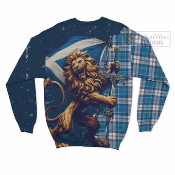 Roberton Tartan Family Crest Sweatshirt with Scottish Majestic Lion