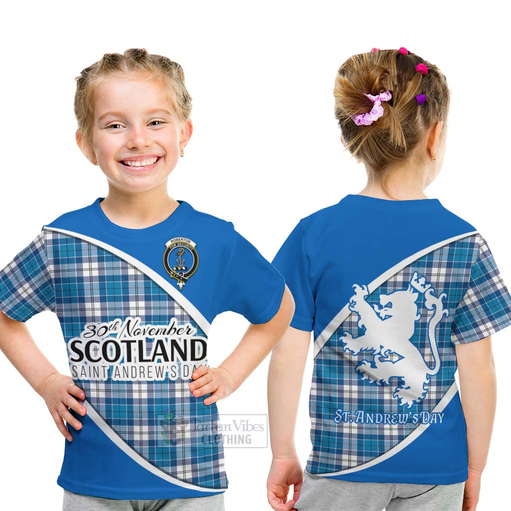 Tartan Vibes Clothing Roberton Family Crest Tartan Kid T-Shirt Celebrate Saint Andrew's Day in Style