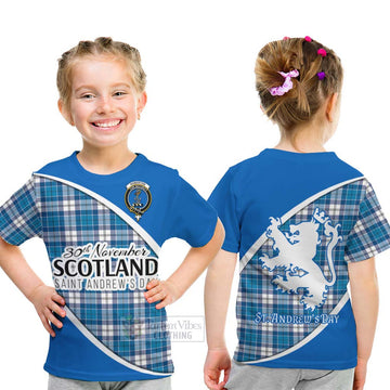 Roberton Family Crest Tartan Kid T-Shirt Celebrate Saint Andrew's Day in Style