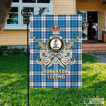 Roberton Tartan Flag with Clan Crest and the Golden Sword of Courageous Legacy