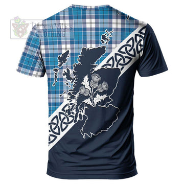 Roberton Tartan T-Shirt Featuring Thistle and Scotland Map