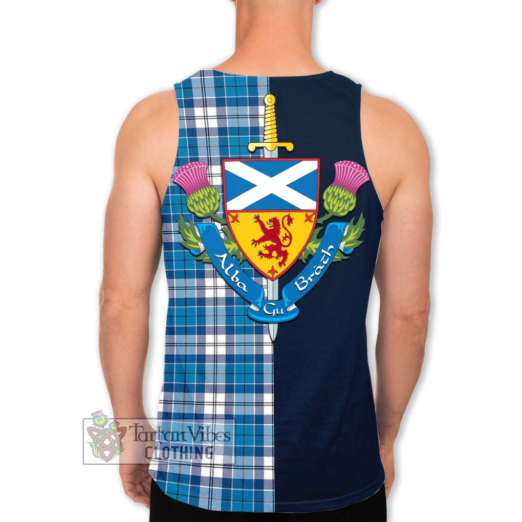 Tartan Vibes Clothing Roberton Tartan Men's Tank Top with Scottish Lion Royal Arm Half Style