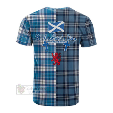 Roberton Tartan Cotton T-shirt Happy St. Andrew's Day Half Tartan Style