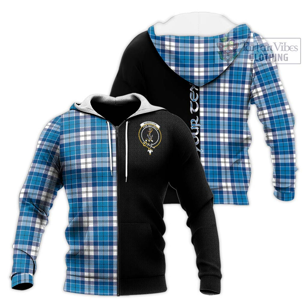 Roberton Tartan Knitted Hoodie with Family Crest and Half Of Me Style Unisex Knitted Zip Hoodie - Tartanvibesclothing Shop