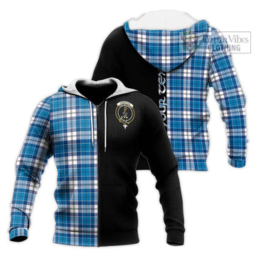 Roberton Tartan Knitted Hoodie with Family Crest and Half Of Me Style