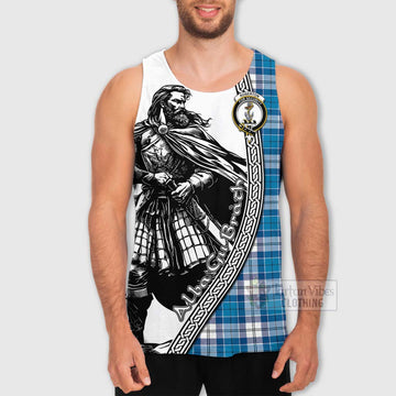 Roberton Tartan Clan Crest Men's Tank Top with Highlander Warrior Celtic Style