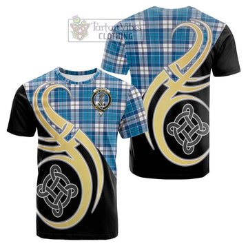 Roberton Tartan Cotton T-shirt with Family Crest and Celtic Symbol Style