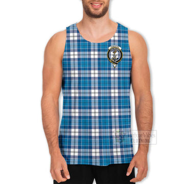 Roberton Tartan Men's Tank Top with Family Crest Celtic Skull Style