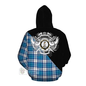 Roberton Tartan Cotton Hoodie with Family Crest and Military Logo Style Pullover Hoodie - Tartan Vibes Clothing