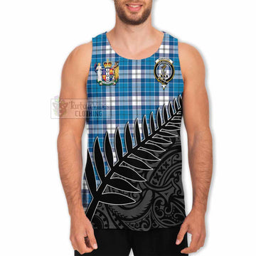 Roberton Crest Tartan Men's Tank Top with New Zealand Silver Fern Half Style