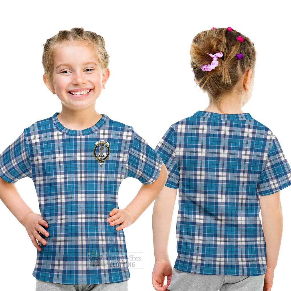 Roberton Tartan Kid T-Shirt with Family Crest - Tartanvibesclothing Shop