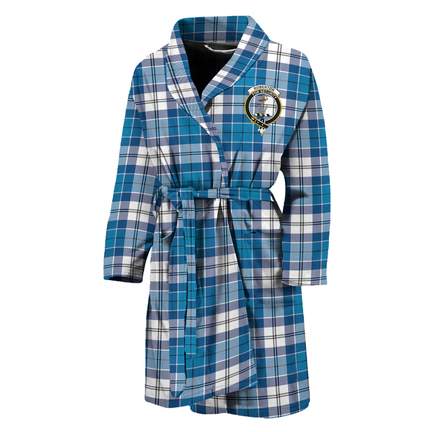 Roberton Tartan Bathrobe with Family Crest Unisex M - Tartan Vibes Clothing