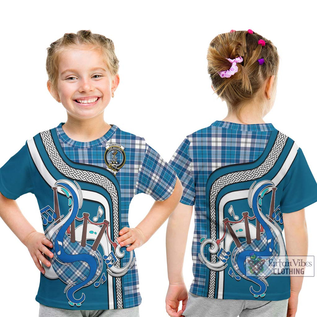 Tartan Vibes Clothing Roberton Tartan Kid T-Shirt with Epic Bagpipe Style