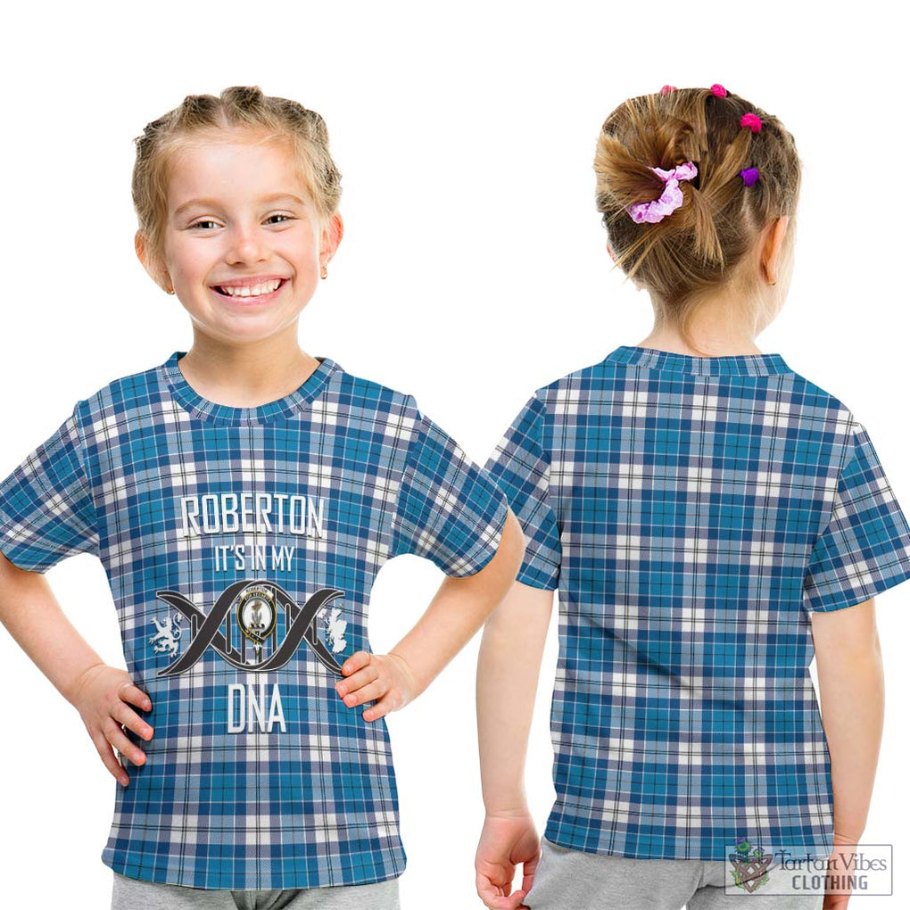 Roberton Tartan Kid T-Shirt with Family Crest DNA In Me Style - Tartanvibesclothing Shop