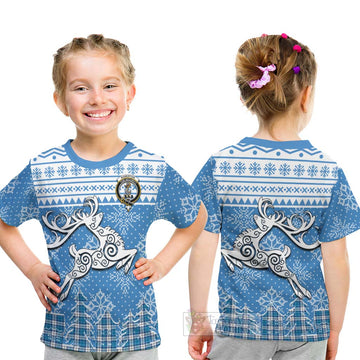 Roberton Clan Christmas Kid T-Shirt Celtic Reindeer Style