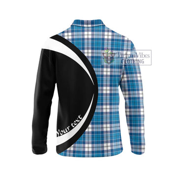 Roberton Tartan Long Sleeve Polo Shirt with Family Crest Circle Style - Tartan Vibes Clothing