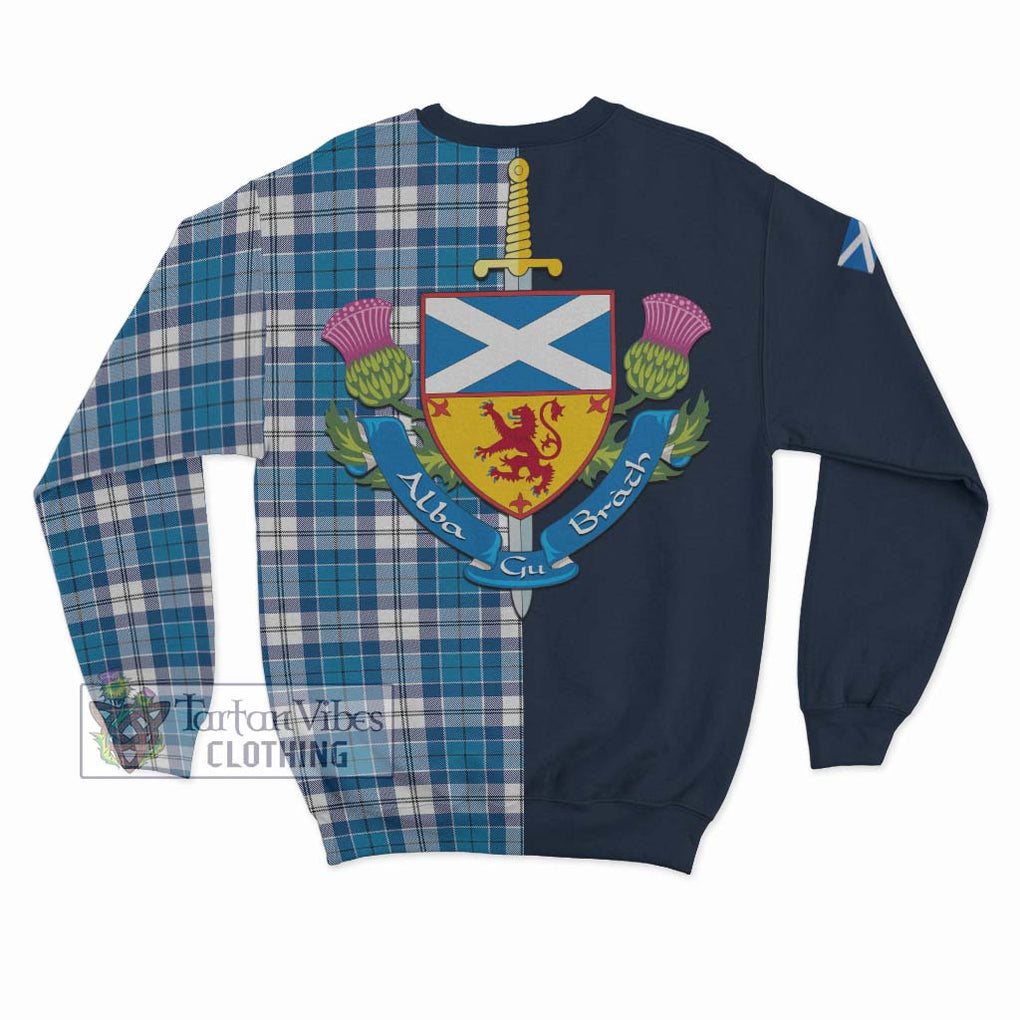 Tartan Vibes Clothing Roberton Tartan Sweatshirt with Scottish Lion Royal Arm Half Style