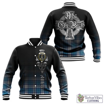 Roberton Tartan Baseball Jacket Featuring Alba Gu Brath Family Crest Celtic Inspired