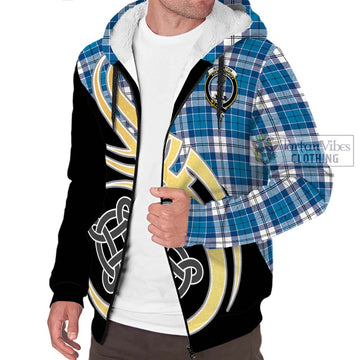 Roberton Tartan Sherpa Hoodie with Family Crest and Celtic Symbol Style