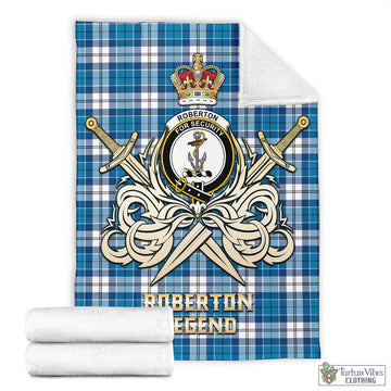 Roberton Tartan Blanket with Clan Crest and the Golden Sword of Courageous Legacy