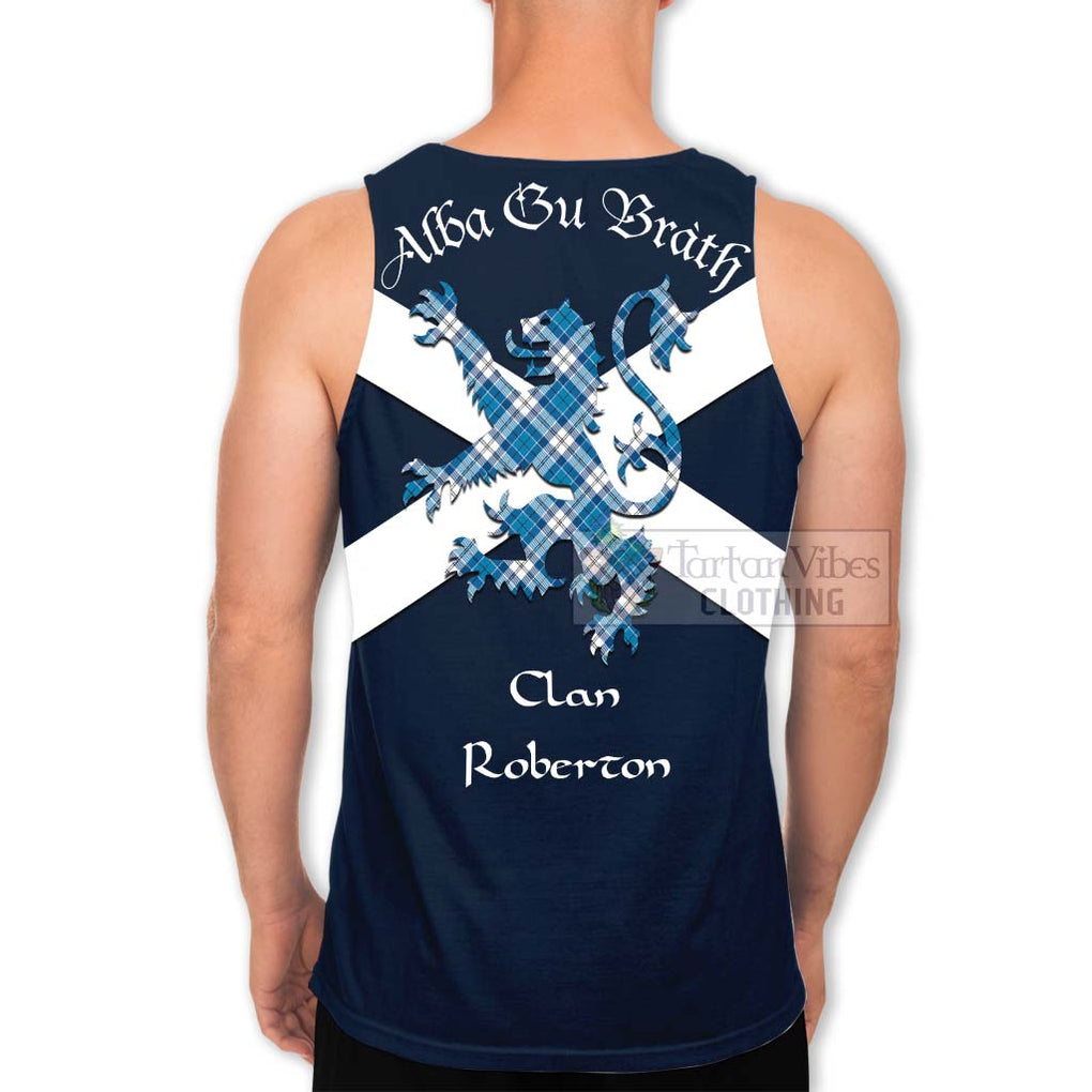 Tartan Vibes Clothing Roberton Tartan Lion Rampant Men's Tank Top – Proudly Display Your Heritage with Alba Gu Brath and Clan Name