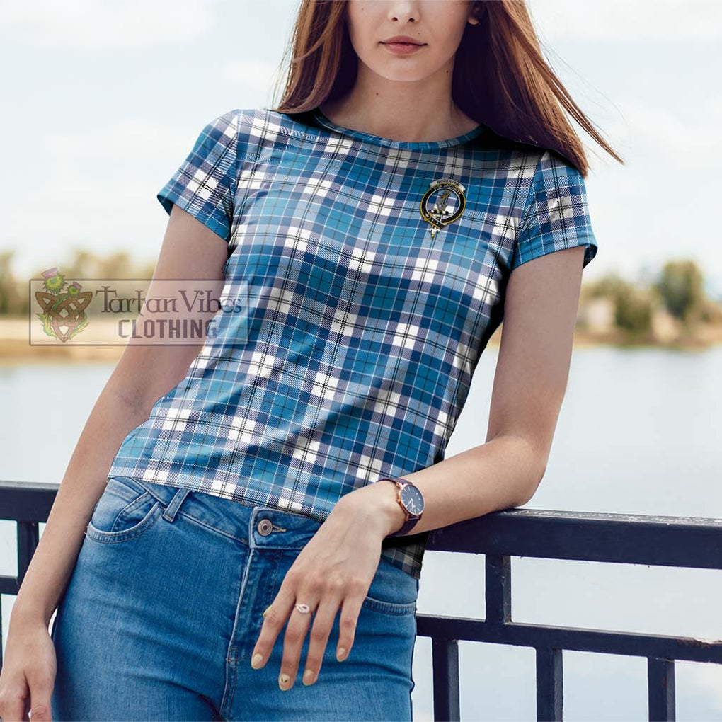 Roberton Tartan Cotton T-Shirt with Family Crest Women's Shirt - Tartanvibesclothing Shop