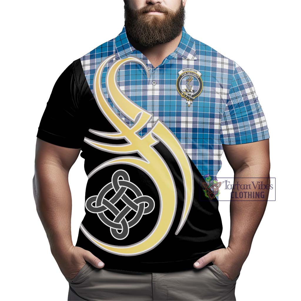 Tartan Vibes Clothing Roberton Tartan Polo Shirt with Family Crest and Celtic Symbol Style